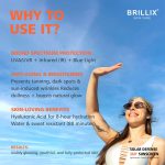 BRILLIX SPF 50+ PA++++ Sunscreen | Vitamin C + E + Hyaluronic Acid | No White Cast | Sweatproof, Dermatologically Tested | for Face&Body | 50ml - Image 2
